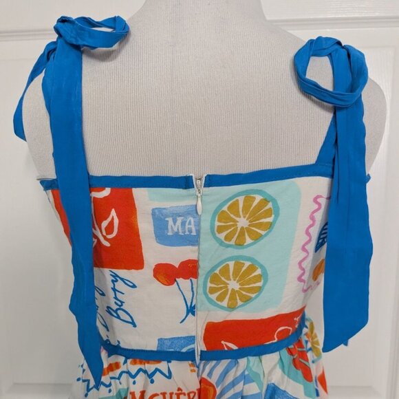 Day + Moon Ma Cheri Mini Dress Womens Size Small Blue Floral Shoulder Straps - Picture 10 of 15